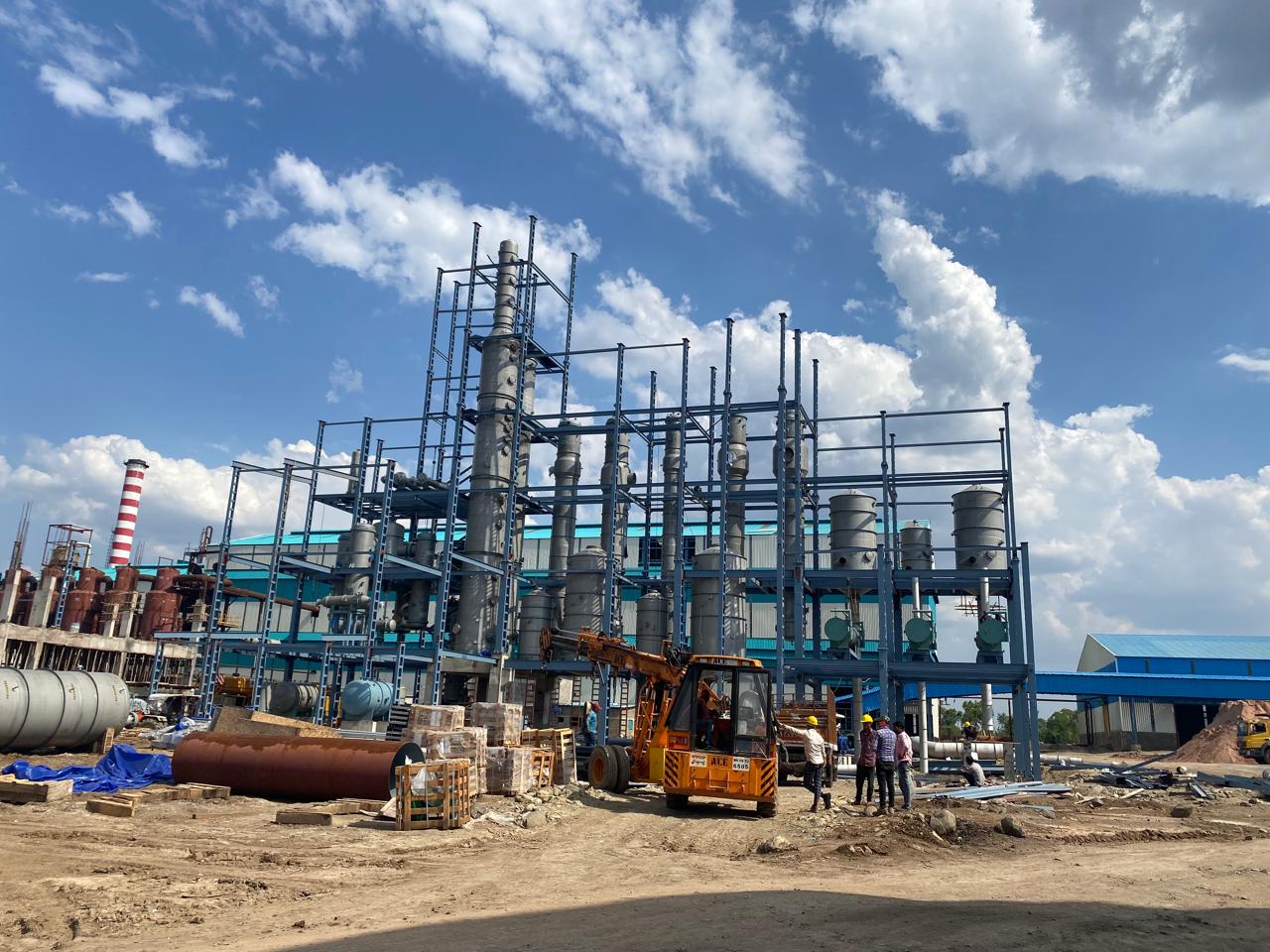 Large ethanol plant under construction at Shri Yashvantrao Mohite SSK, Rethare