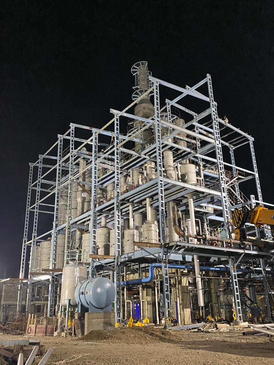Completed distillery at night at Shri Siddeshwar SSK, Solapur